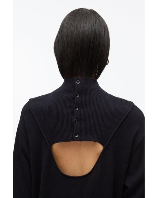 3.1 Phillip Lim Gray Mockneck Knit Dress With Lace Inlay