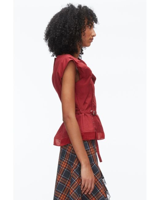 3.1 Phillip Lim Black Draped Bow Belted Shell Top