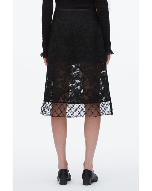 3.1 Phillip Lim Black Corded Lace Organza Skirt