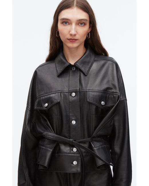 3.1 Phillip Lim Black Leather Boxy Jacket
