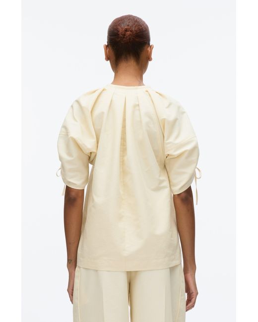 3.1 Phillip Lim Natural Gathered Sleeve Band Collar Top