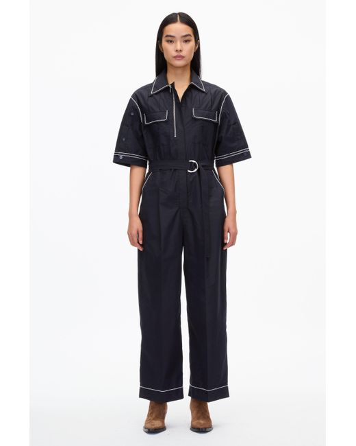 Phillip Lim Women's Blue Jumpsuit With Wave Embroidery