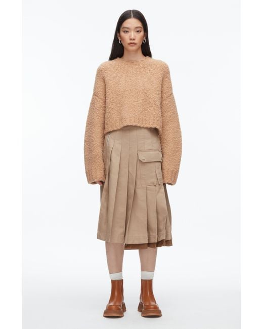 3.1 Phillip Lim Green Boucle Zipper Crewneck