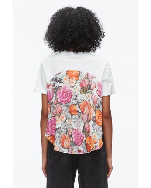 3.1 Phillip Lim Black Short Sleeve Tee With Floral Collage Combo