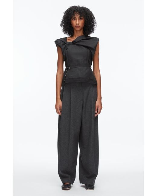 3.1 Phillip Lim Black Draped Bow Belted Shell Top