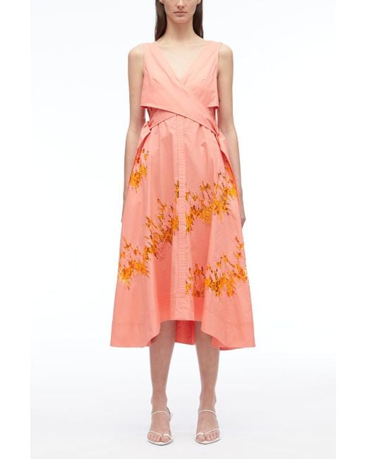 3.1 Phillip Lim Orange Wrap Front Squiggle Lace Dress