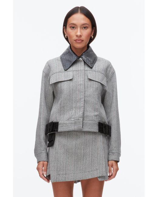 3.1 Phillip Lim Gray Jaspé Cropped Jacket