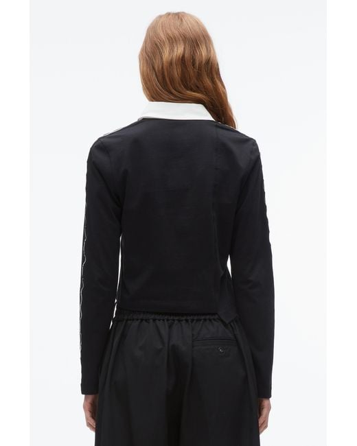 3.1 Phillip Lim Black Patchwork Cropped Polo