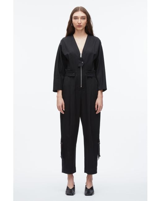 Phillip Lim Women's Black Belted Utility Jumpsuit