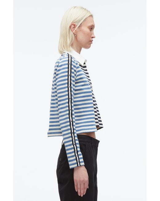 3.1 Phillip Lim Black Patchwork Cropped Polo