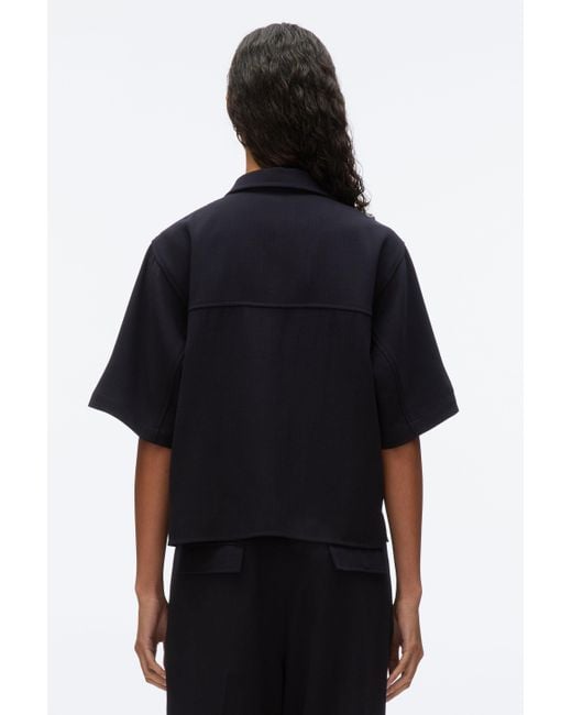 3.1 Phillip Lim Natural Wool Crepe Boxy Shirt Sleeve Shirt