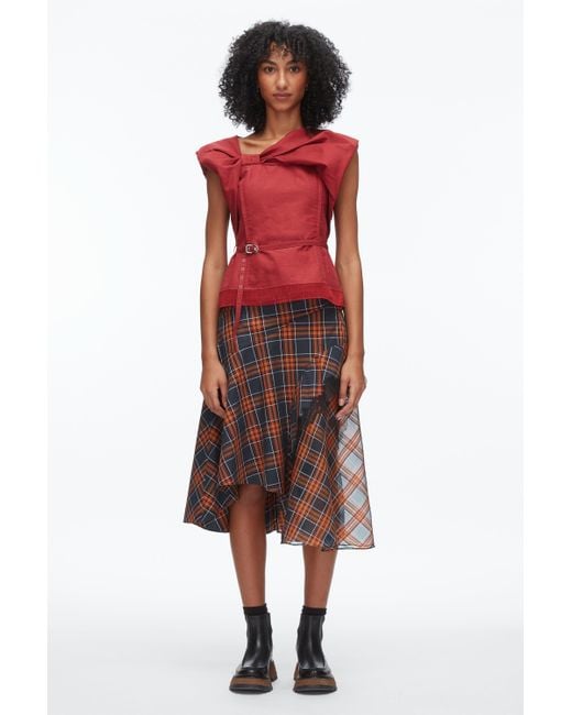 3.1 Phillip Lim Black Draped Bow Belted Shell Top