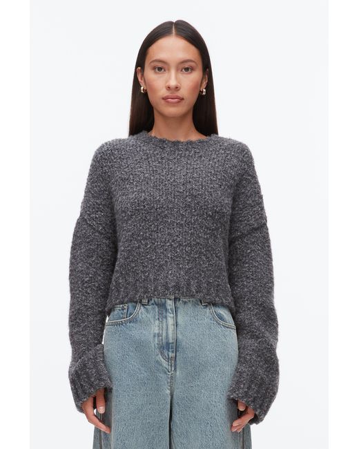 3.1 Phillip Lim Green Boucle Zipper Crewneck