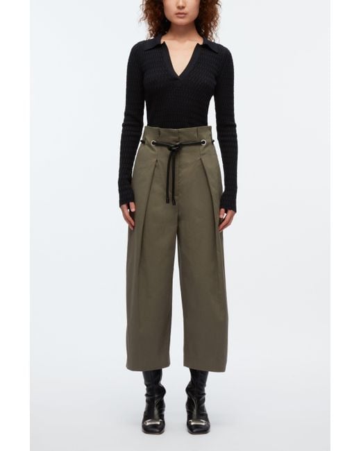 3.1 Phillip Lim Natural Cropped Wide Leg Origami Trousers