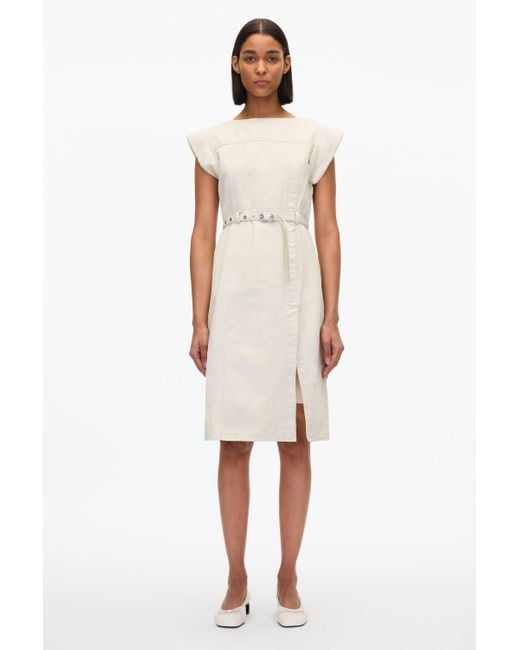 3.1 Phillip Lim White Deconstructed Belted Denim Dress