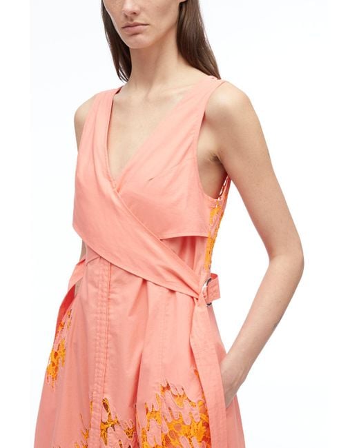 3.1 Phillip Lim Natural Wrap Front Squiggle Lace Dress