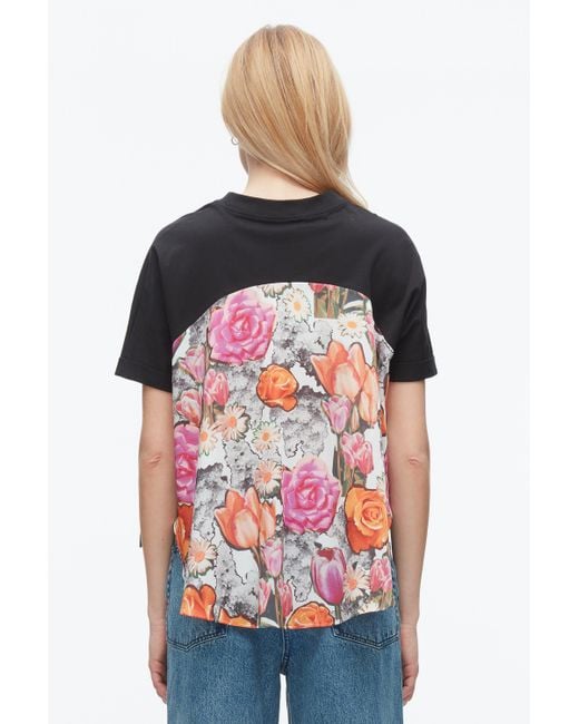 3.1 Phillip Lim Black Short Sleeve Tee With Floral Collage Combo