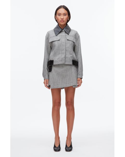 3.1 Phillip Lim Gray Jaspé Cropped Jacket