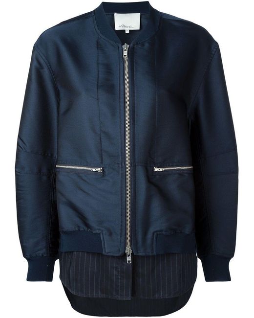 3.1 Phillip Lim Black Layered Bomber Jacket