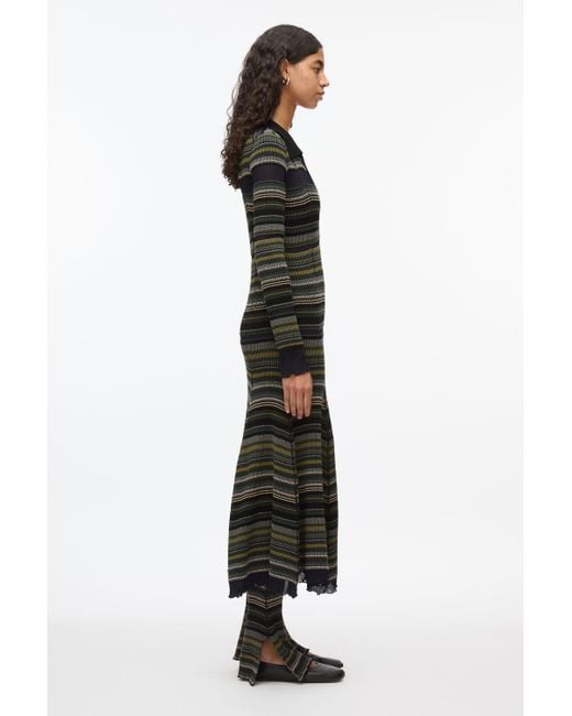 3.1 Phillip Lim Black Reversible Stripe Knit Polo Dress