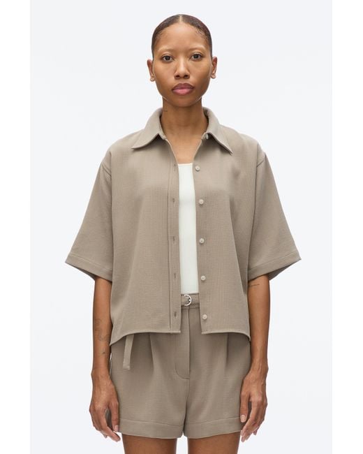 3.1 Phillip Lim Natural Wool Crepe Boxy Shirt Sleeve Shirt