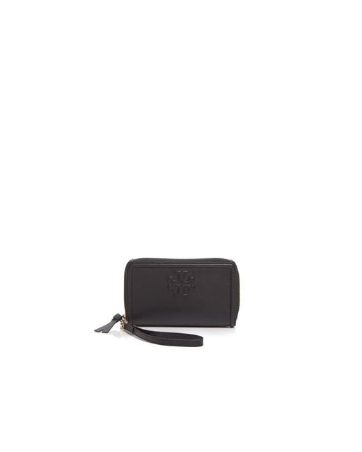 Tory Burch Black Thea Zip Around Smartphone Wristlet