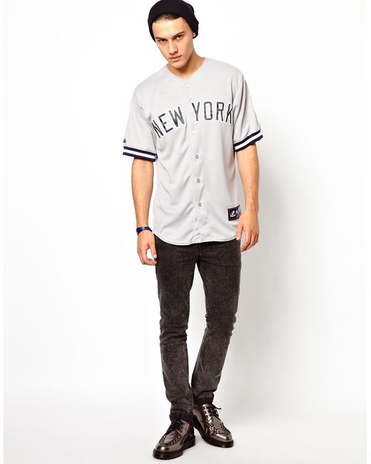 Majestic Ny Yankees Baseball Jersey in Gray for Men | Lyst