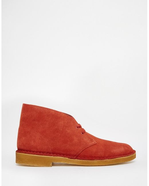Clarks Red Suede Desert Boots for men