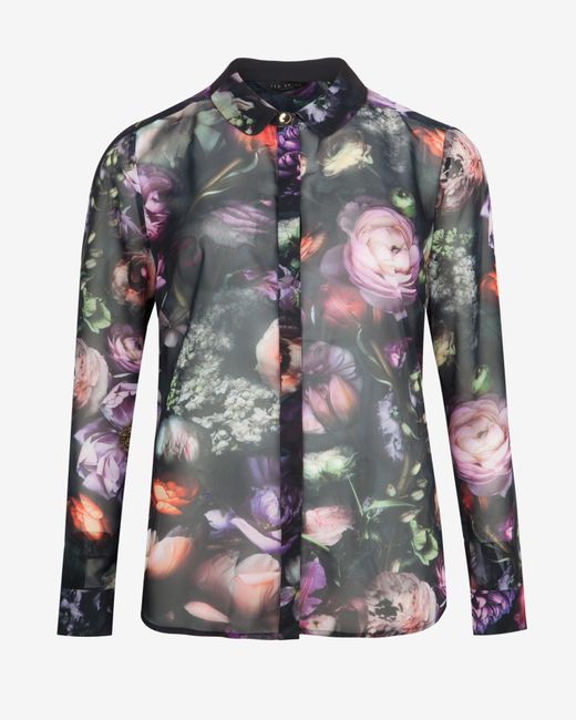 Ted Baker Black Malinda Shadow Floral Shirt