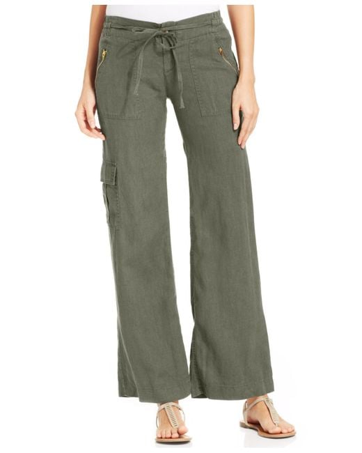 Kut From The Kloth Wide-Leg Linen Pants in Olive (Green) | Lyst