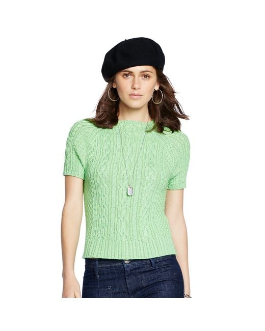 ralph lauren cable knit sweater short sleeve