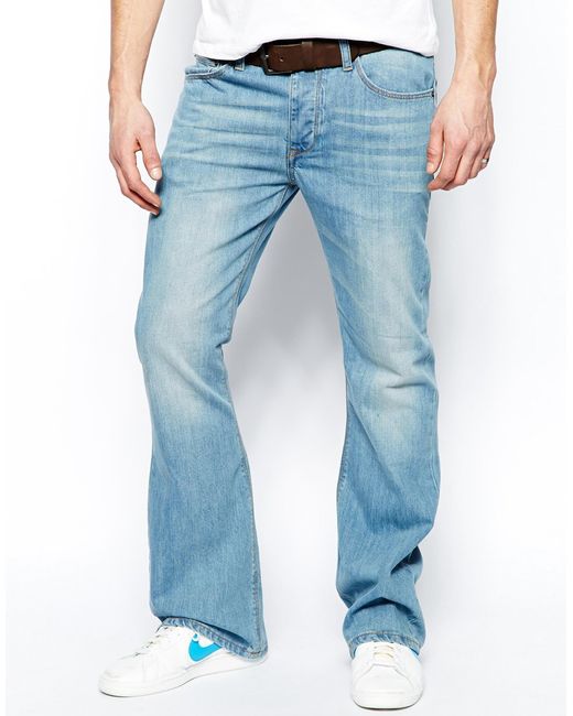 ASOS Blue Flare Jeans in Light Wash for men