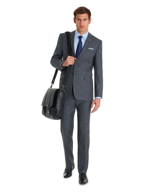 Ted Baker Blue Tailored Fit Grey with Purple Stripes Suit for men