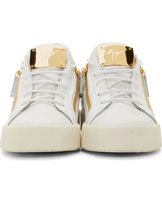 Giuseppe Zanotti White Leather Gold Zip Lace-up Sneakers for Men | Lyst UK
