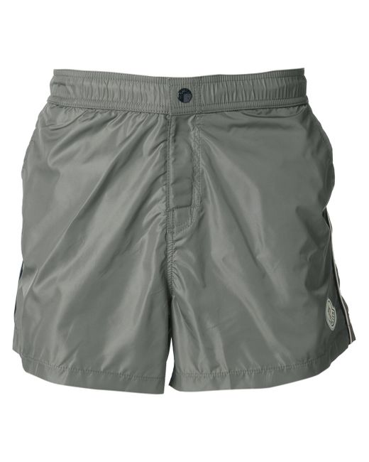 Moncler Swim Shorts with Logo Details in Grey for Men | Lyst UK