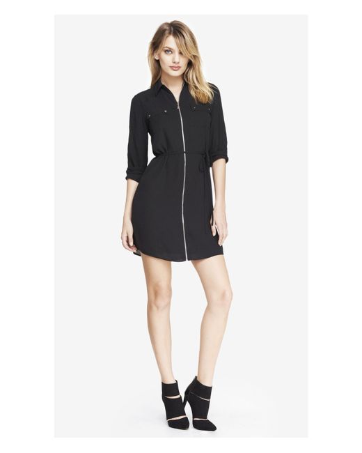 Express Synthetic Zip Front Shirt Dress 