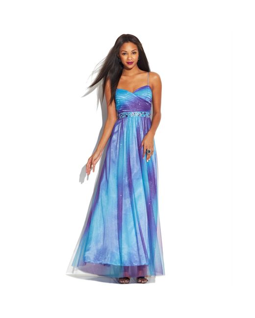 Jump Blue Juniors Sleeveless Ombre Glitter Dress