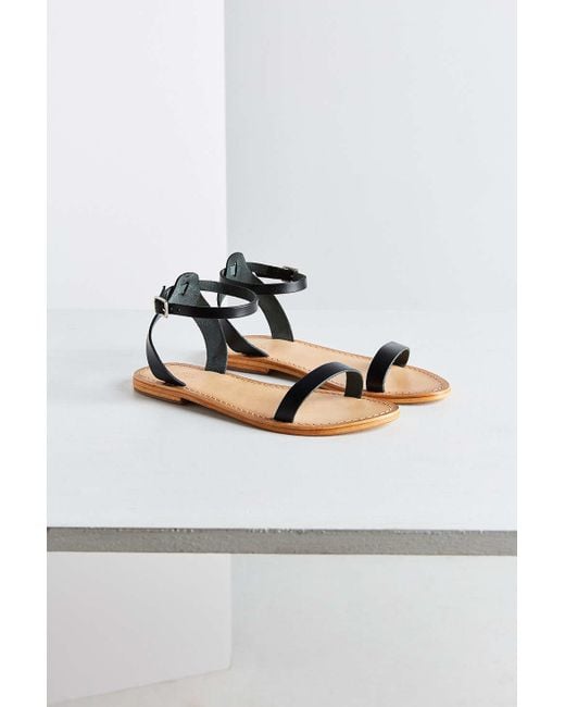Urban Outfitters Black Hazel Leather Thin Strap Sandal