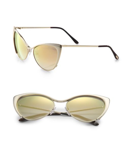 Tom Ford Nastasya Metal Cat's-eye Sunglasses in Metallic | Lyst