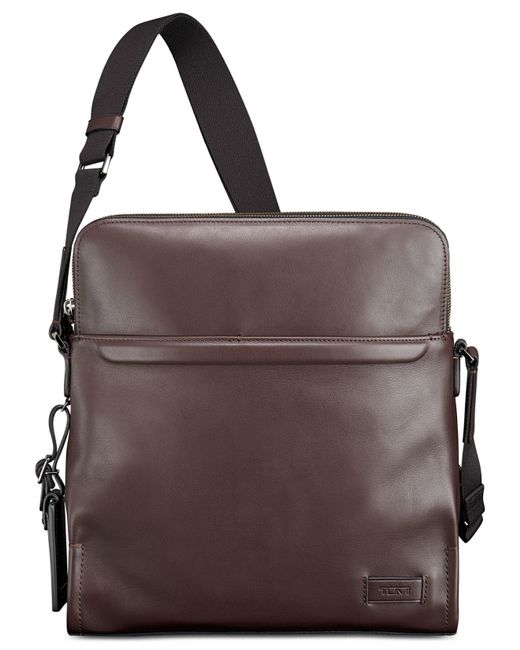 Tumi Brown Harrison Stratton Leather Crossbody Bag for men