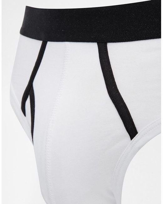 ASOS Black Briefs In White With Contrast Binding for men