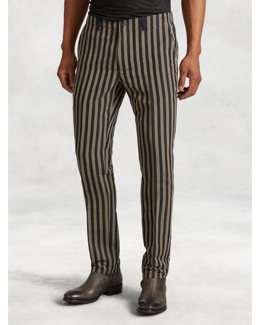 John Varvatos Black Cotton Blend Vintage Stripe Pant for men