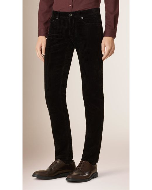 Burberry Slim Fit Jumbo Cord Trousers in Black for Men | Lyst UK