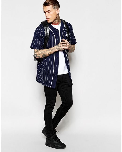 Majestic New York Yankees Longline Baseball Jersey Exclusive To Asos in  Blue for Men | Lyst