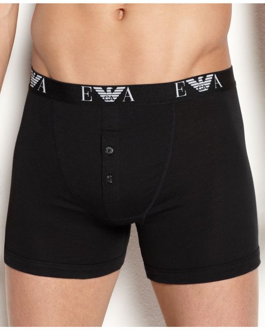 Emporio Armani Genuine Cotton Button Fly Boxer Briefs 3 Pack in Black for  Men | Lyst