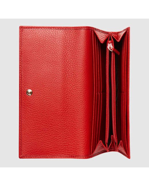 Gucci Soho Leather Continental Wallet in Red (red leather) | Lyst
