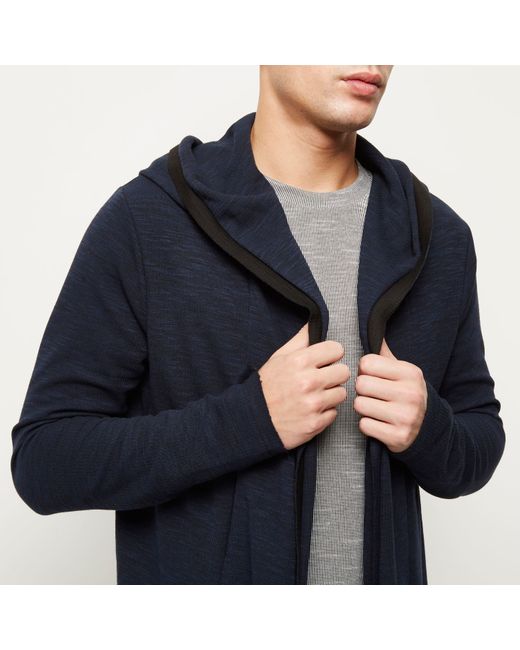 Hooded waterfall cardigan top