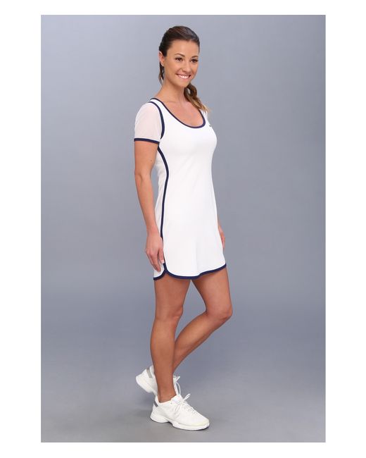 Lacoste White Mesh Short Sleeve Tennis Dress