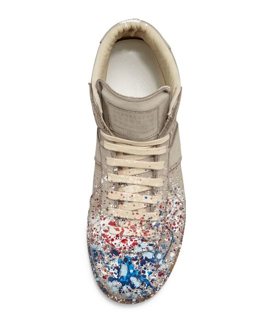 Maison margiela Replica Paint-splatter High-top Sneaker in Gray for Men ...