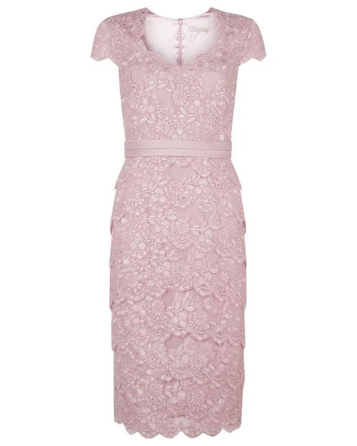 Jacques Vert Pink Tiered Lace Dress